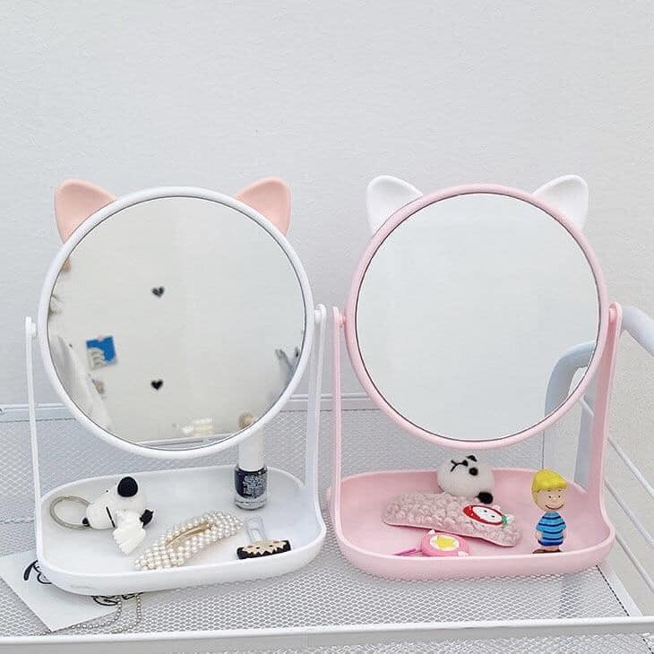 [HCM][ GƯƠNG ĐỂ BÀN ] GƯƠNG TAI THỎ TAI MÈO TAI CHUỘT MINI KỆ VUÔNG - GƯƠNG TAI MÈO TAI THỎ MINI ĐỂ BÀN CỰC XINH GƯƠNG ĐỂ BÀN GƯƠNG MINI CHO CÁC NÀNG  TRANG ĐIỂM TẨY TRANG TIỆN DỤNG