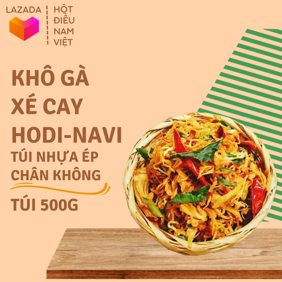 Khô gà xé cay lá chanh, ăn vặt, sợi dai, đậm đà 500g