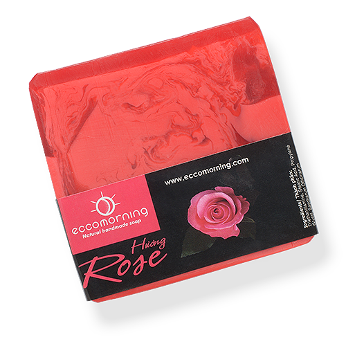 Xà Bông Thiên Nhiên Handmade eccomorning Hình Vuông Hương Hoa Hồng - Rose Soap