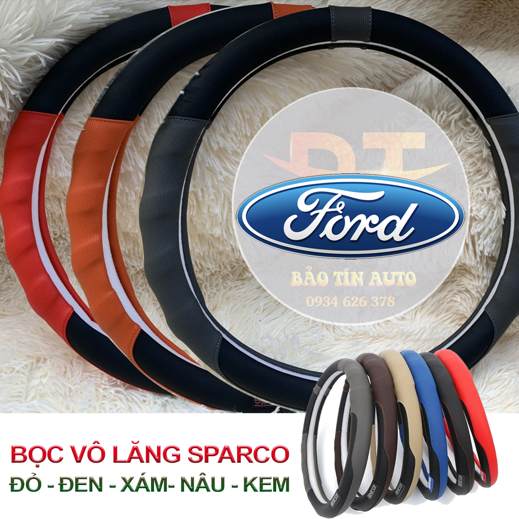 [FORD] Bọc vô lăng xe ô tô Ford Ecosport, Escape, Everest, Mustang, Ranger, Fiesta, Focus phụ kiện trang trí xe oto , bọc tay lái Sparco, bọc da volang Italia, bảo vệ bọc vô lăng nguyên bản các dòng ô tô 4,5,7 chỗ xe hơi phổ thông size 38