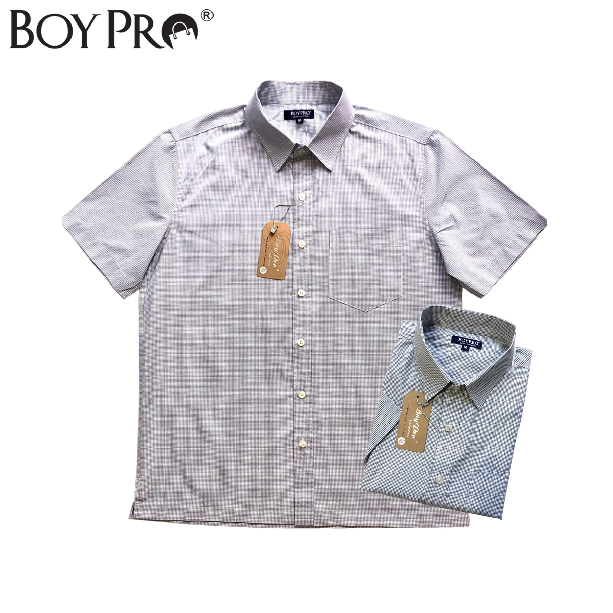 [MUA 2 GIAM 10K 3 GIAM 25K] Áo Sơ Mi Nam Vạt Ngang Trung Niên Boypro BP030 Sọc Xanh Trắng