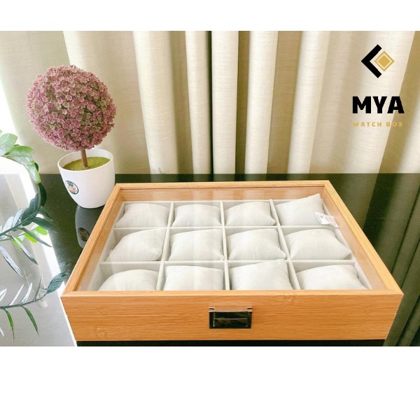 Hộp đựng đồng hồ bằng gỗ 12 ngăn cao cấp loại một