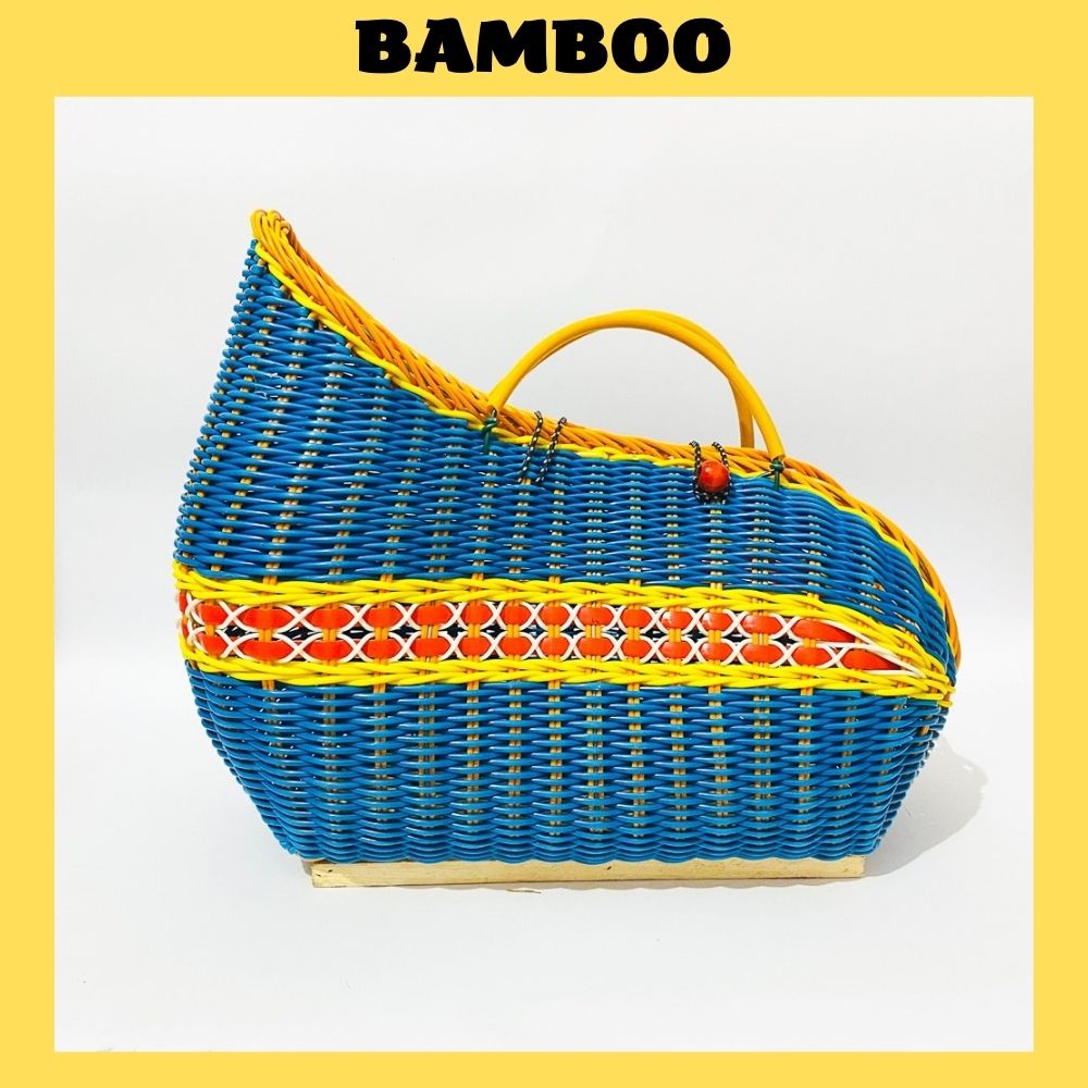 Giỏ đựng gà chọi có quai xách đan mây chắc chắn bền, đep nhiều màu - Phụ kiện Bamboo