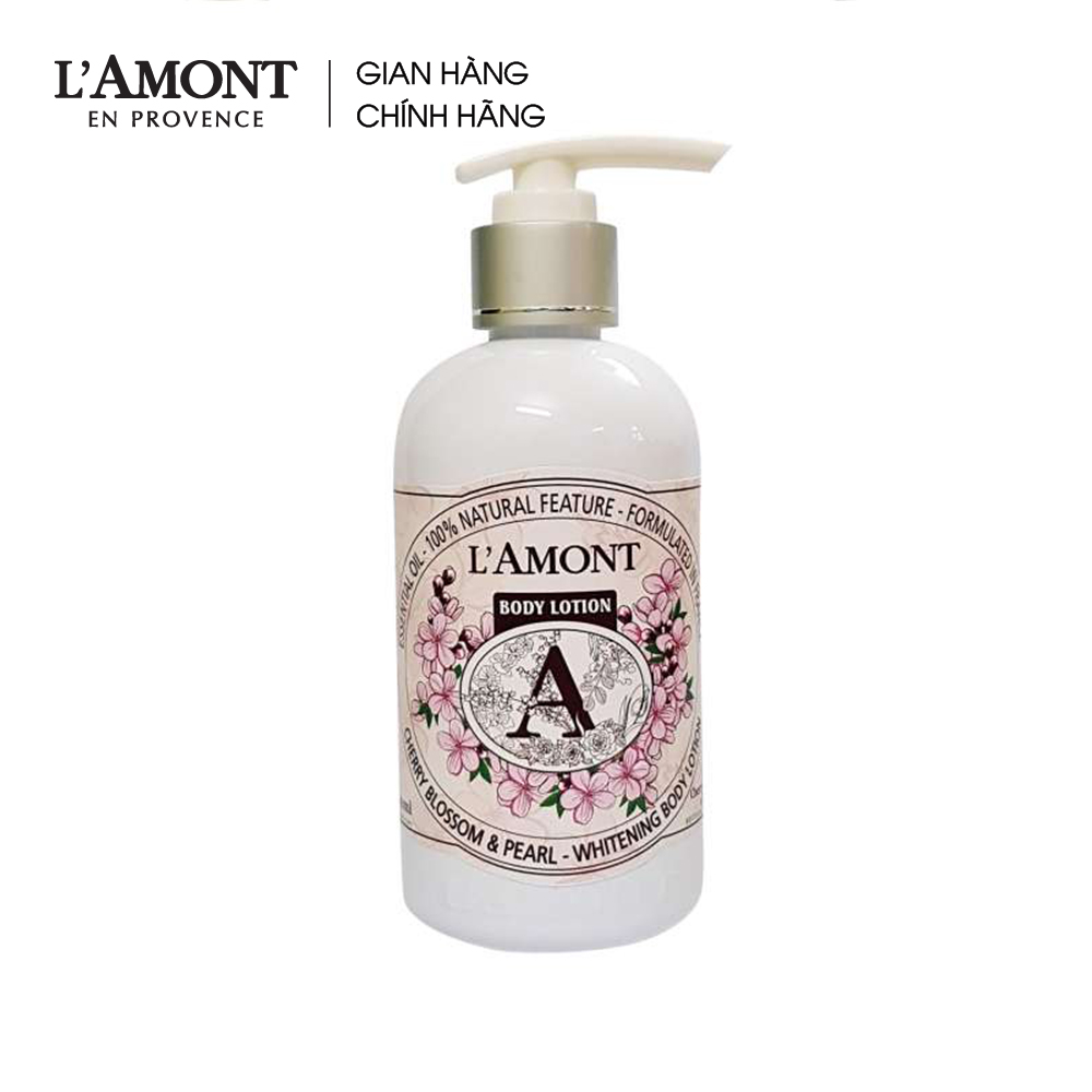 Sữa dưỡng thể trắng da Cherry Blossom & Pearl Whitening Body Lotion (hoa anh đào) 250ml - L'amont En Provence