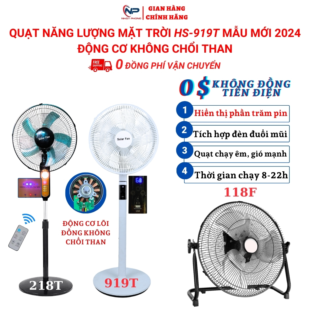 [0Đồng Vận Chuyển]Quạt năng lượng mặt trời,quạt tích điện năng lượng mặt trời NHẬT PHONG SOLAR  điều khiển từ xa, tích hợp cổng Sạc USB 5V, đèn đuổi muỗi, có phần trăm hiển thị pin, chức năng khóa trẻ em , củ  sạc điện 220V bảo hành 1 năm