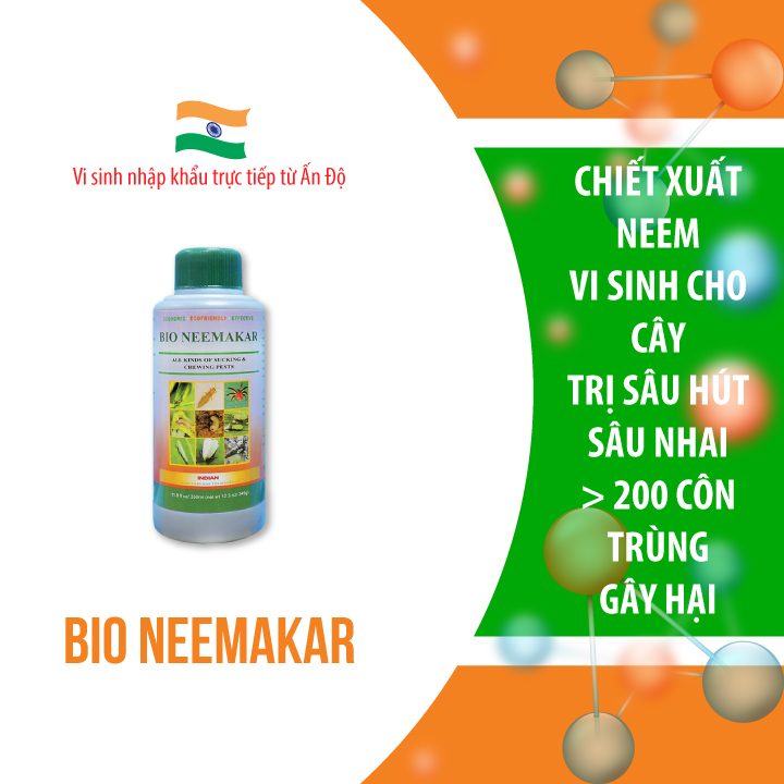 Bio Neemakar - Chai 350 ml chế phẩm sinh học diệt 200 loại sâu côn trùng hút và nhai - hàng Ấn Độ