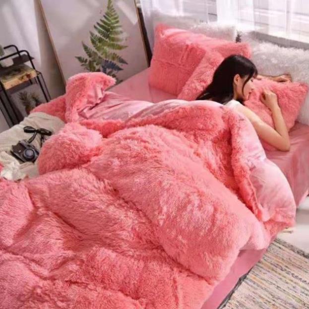 Tặng gối trái tim,bộ chăn ga nỉ lông tim mềm mịn