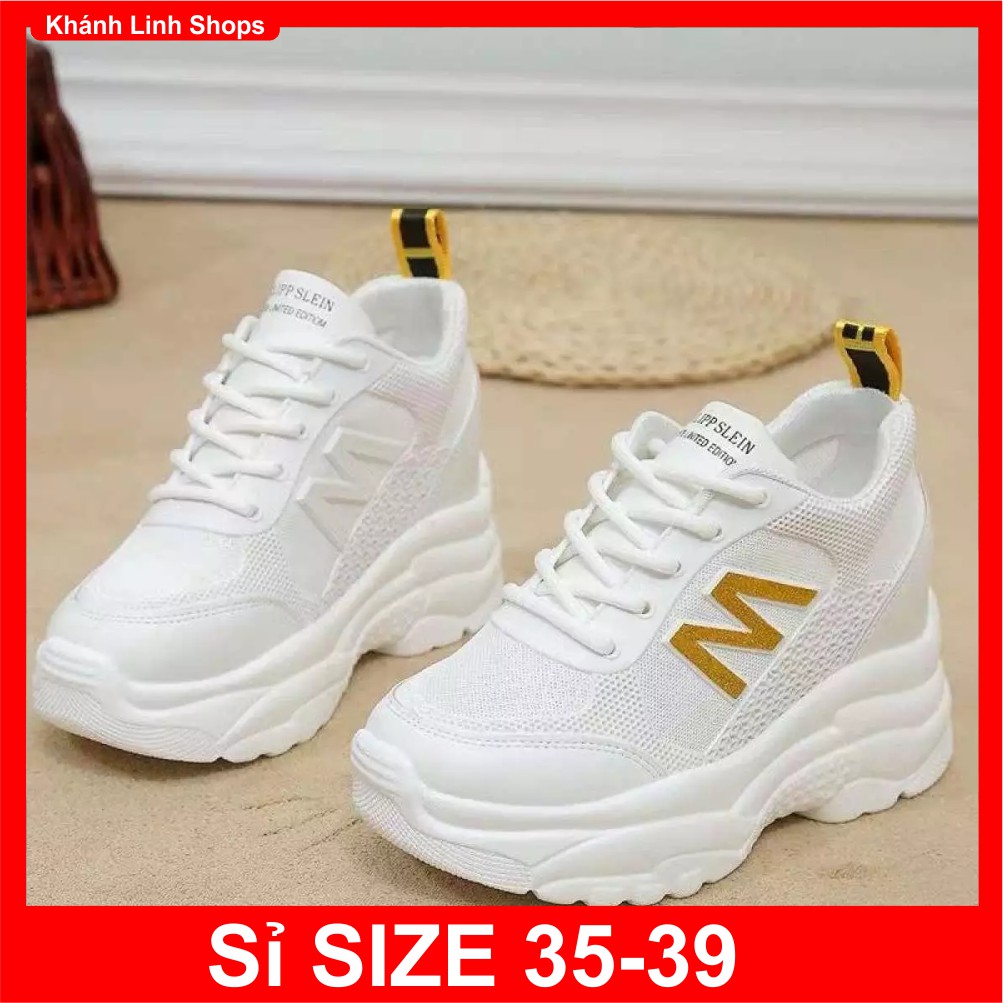 Combo sỉ Giày thể thao nữ viền chữ M cực đẹp, đế độn 7p, fom giày đi êm chân