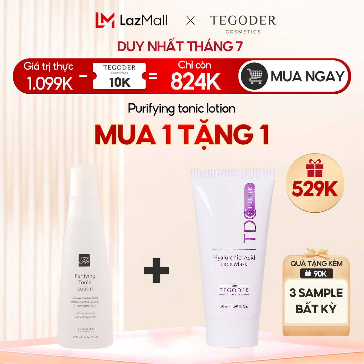Nước dưỡng da giúp thanh lọc và khôi phục độ pH cho da Tegoder Purifying tonic lotion 200 ml mã 8987