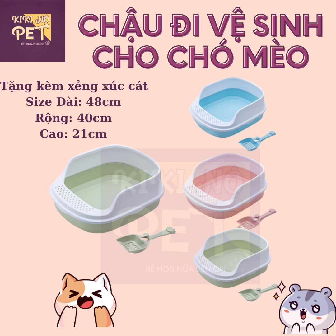 Khay Cho Mèo Đi Vệ Sinh Thành Cao (Tặng Kèm Xẻng Xúc Cát) - KIKINO