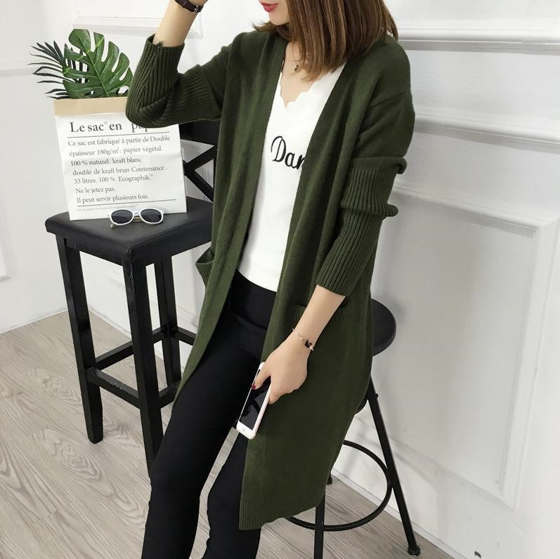 Áo len nữ dáng dài A0090 Áo len cadigan dáng dài Hàn Quốc