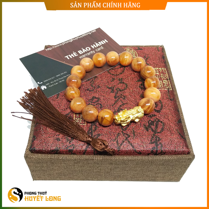 Vòng Tay Huyết Long Vip 12Ly Mix Tỳ Hưu Bạc Xi Vàng - Vòng Tay Phong Thủy