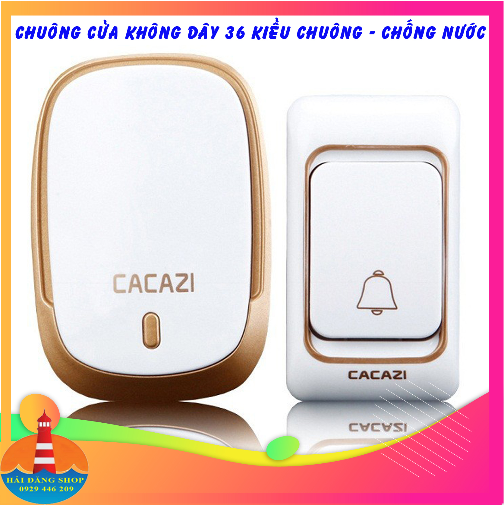 Chuông Cửa Không Dây CACAZI Cao Cấp-chuông gọi người nhà-chống nước bắt tín hiệu khoảng cách 300m[GD140]