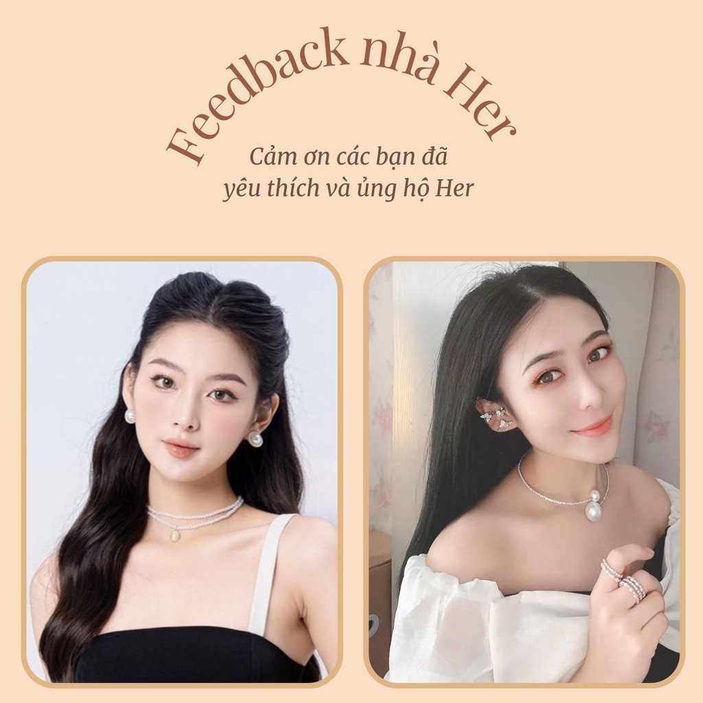 Vòng cổ nữ Ngọc Trai nhân tạo Her Accessories Choker dây chuyền đi tiệc sang trọng thời trang Hàn Quốc
