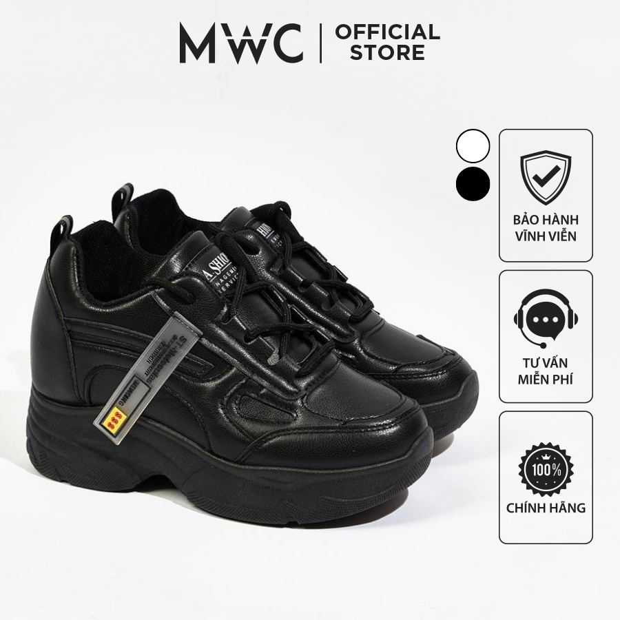 Giày thể thao nữ mwc 0752 - giày sneaker đế cao chất da siêu êm chân đế độn 4cm hot trend
