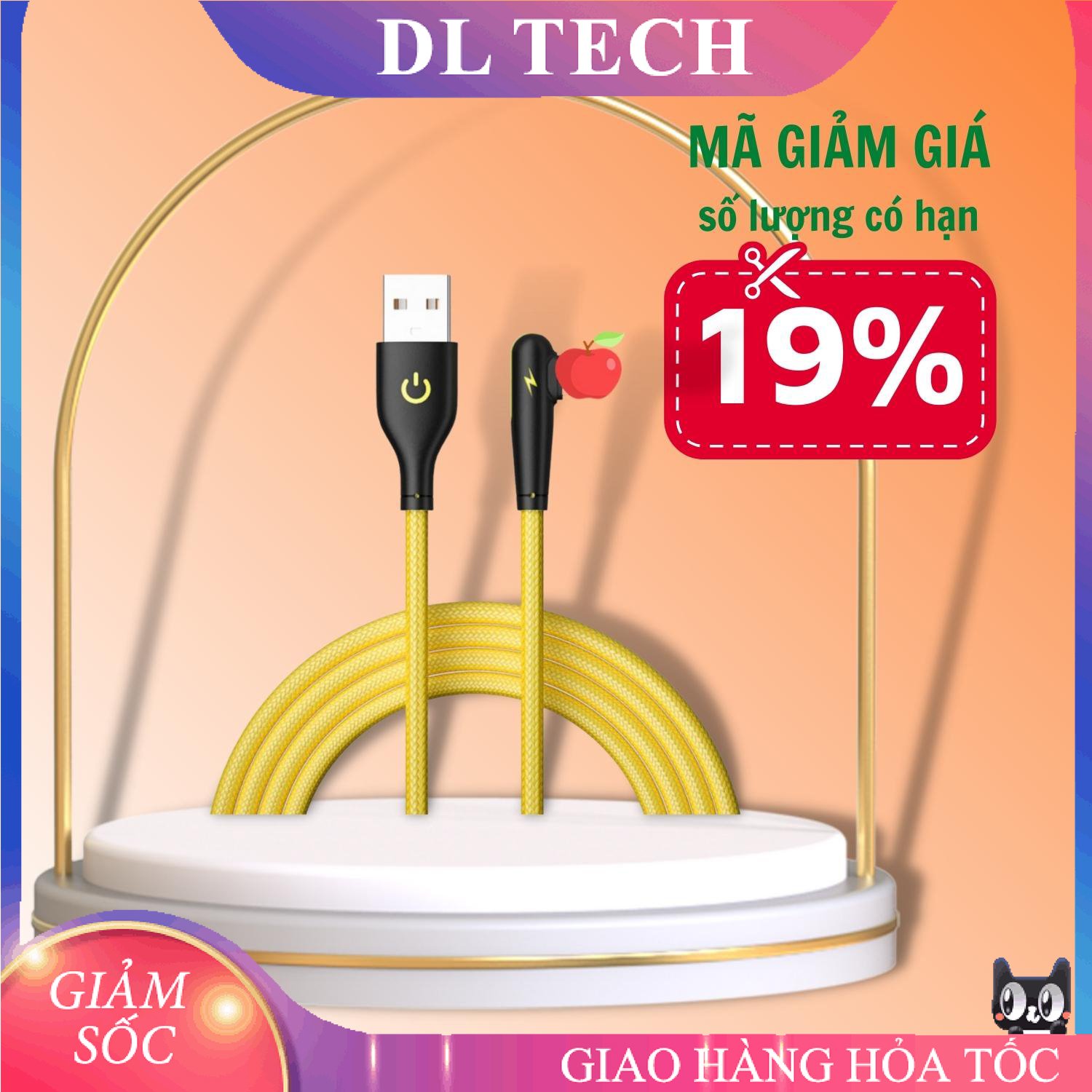 Cáp Sạc Nhanh điện thoại đầu cáp vuông góc 90 Độ 3a chữ L 1m 2m mã 90 độ DL TECH