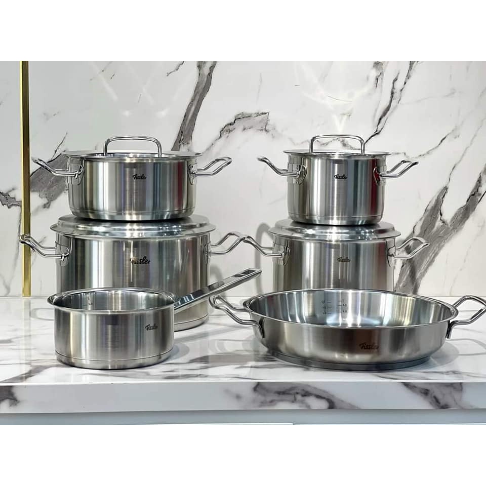 Bộ nồi Fissler Profi Original siêu cao cấp 6 món vung thép