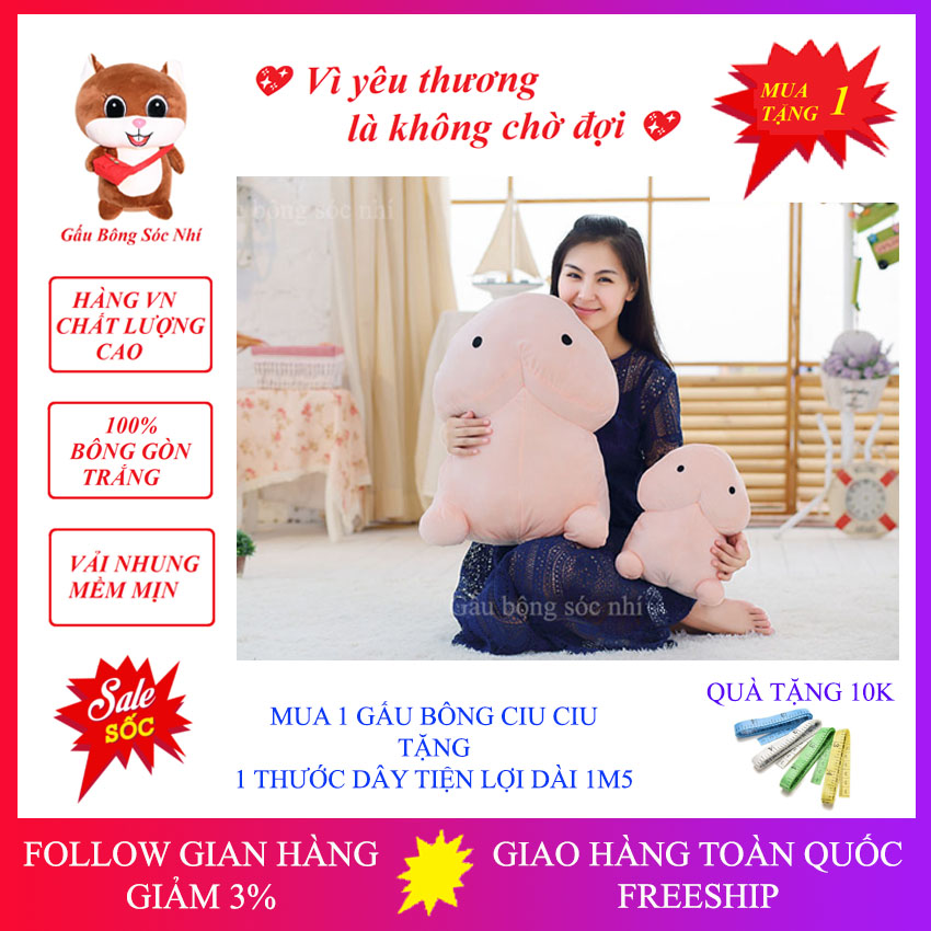 [Mua 1 Tặng 1] Gấu Bông Ciu Ciu Xinh Xắn - Gấu Bông Sóc Nhí 07 - Gấu Bông Cao Cấp Vải Nhung Co Giãn 4 Chiều - Mua 1 Gấu Bông Hình Con Ciu Tặng 1 Thước Dây Tiện Lợi Dài 150cm
