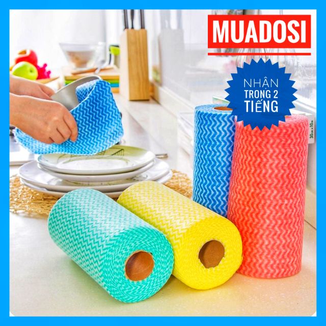 Cuộn 50 khăn lau chén đĩa vệ sinh lau chùi nhà bếp đa năng