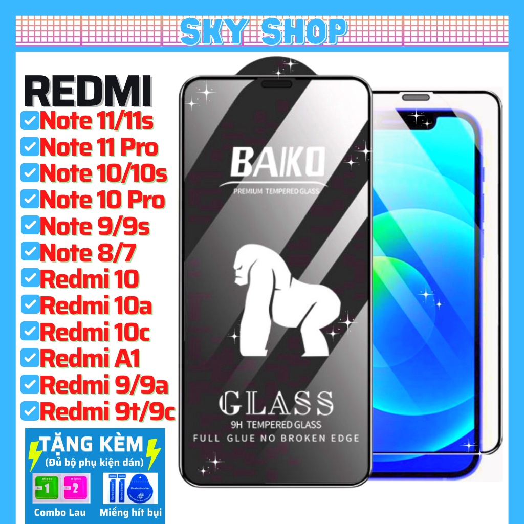 Cường lực Baiko Redmi Note 12 Pro 12s 11s 11 10 11T 9s Redmi K30 5G K40 K50 Gaming 10C 12C 13C 13 10A A1 10X 9 9A 9C 9T 8 7 A2+ A3 K40s K50 Ultra K60 Pro Xiaomi Poco C40 F4 F3 M5 M5s M4 M3 Pro X4 X5 GT X3 Pro Nfc 13T Pro 12T Pro 11T Pro 10T Pro Mi 11 Lite