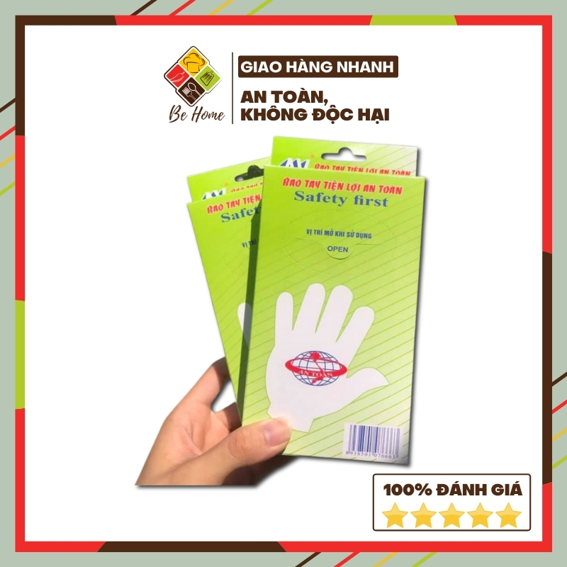 Găng tay dùng 1 lần BEHOME Bao tay nilon nấu bếp Găng tay nhuộm tóc