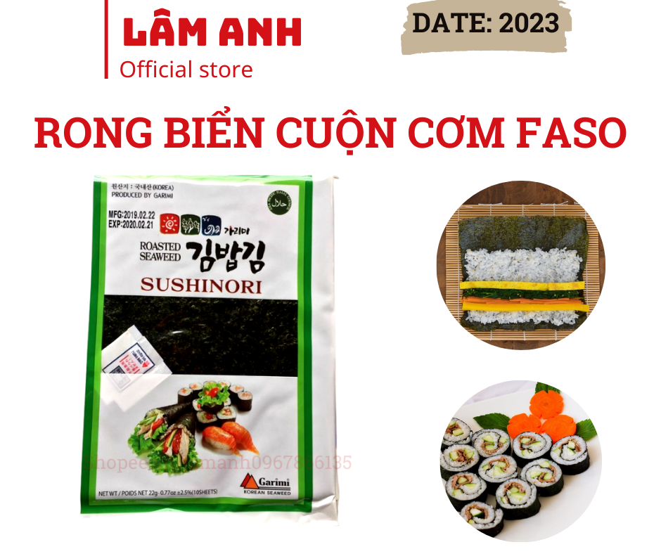 Rong biển cuộn cơm hàn quốc – rong biển làm cơm cuộn, kimbap, shushi 10 lá