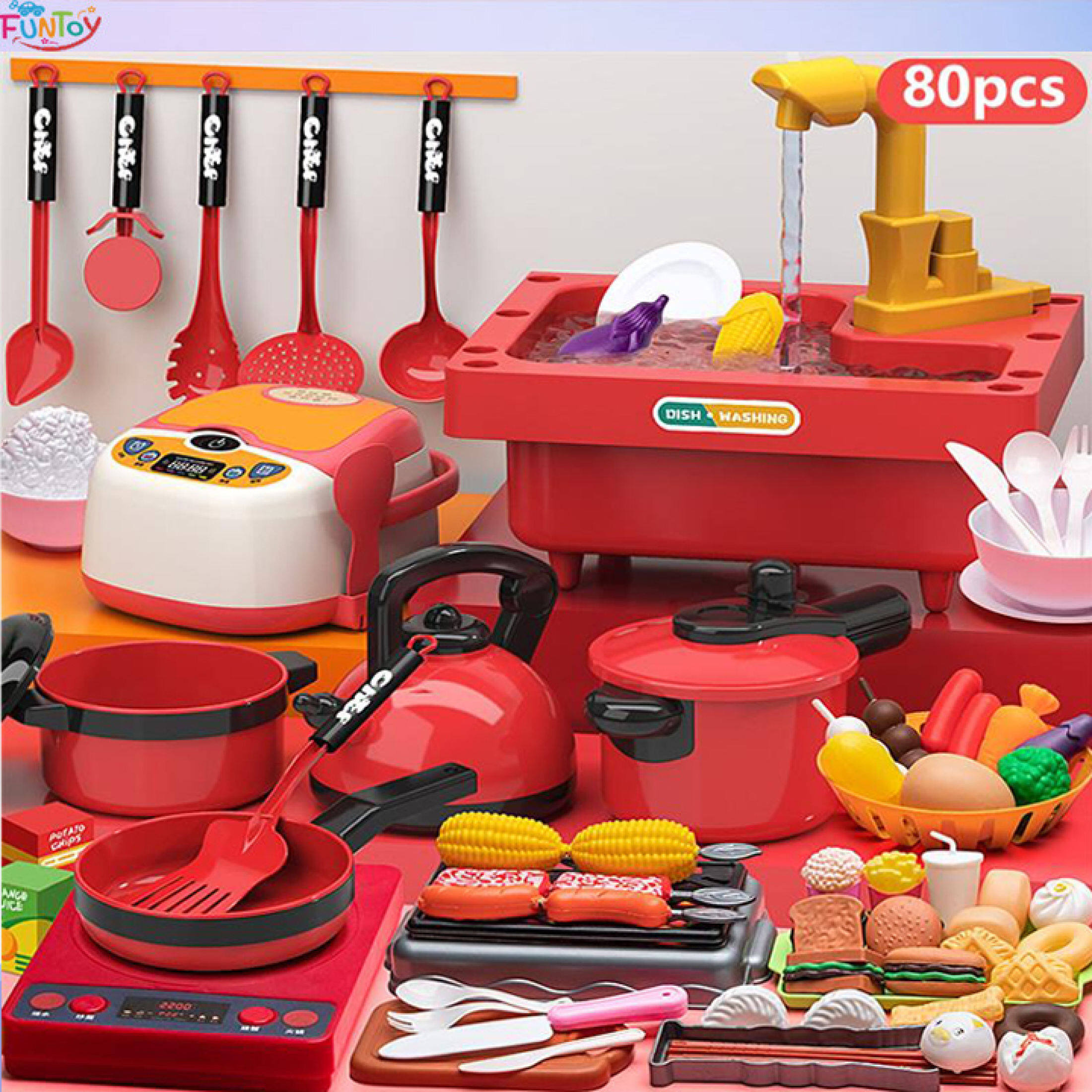 Đồ chơi nhà bếp nấu ăn cho bé nguyên liệu nhựa an toàn đủ bộ 51pcs 61pcs 73pcs-đồ chơi bếp điện có pin cho trẻ em