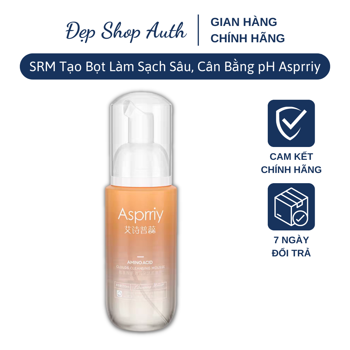 Sữa rửa mặt tạo bọt asprriy amino acid bọt mịn làm sạch sâu, nhẹ dịu, dưỡng ẩm cho da