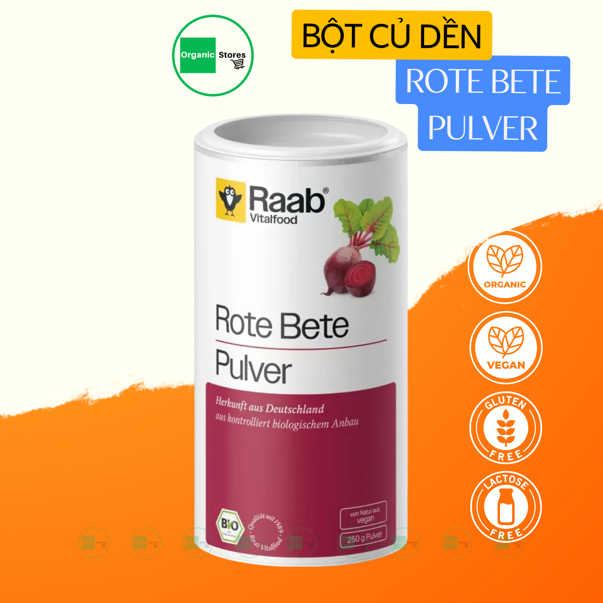 Bột củ dền hữu cơ rote bete 250g - raab