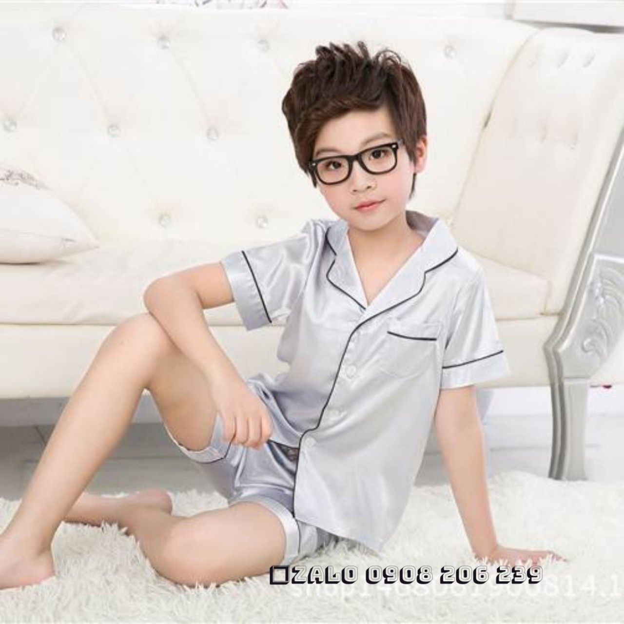 Bộ pijama cộc tay quần đùi bé trai bé gái chất phi bóng đẹp 11 đến 45kg 083