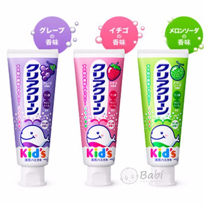 Kem Đánh Răng Kao Kid Nhật Bản 70g Đủ Vị cho bé từ 3 tuổi