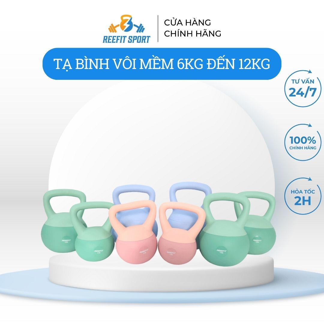 Tạ ấm, tạ bình vôi, tạ chuông, tạ quai xách, tạ squats, kettlebel cao su mềm thế hệ mới 8kg xanh lá