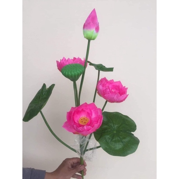 Hoa Súng Giả Hoa Sen Giả, Sen Quan Âm bông to 8~10 cm, trang trí nhà cửa, để bàn, trưng bày phòng khách