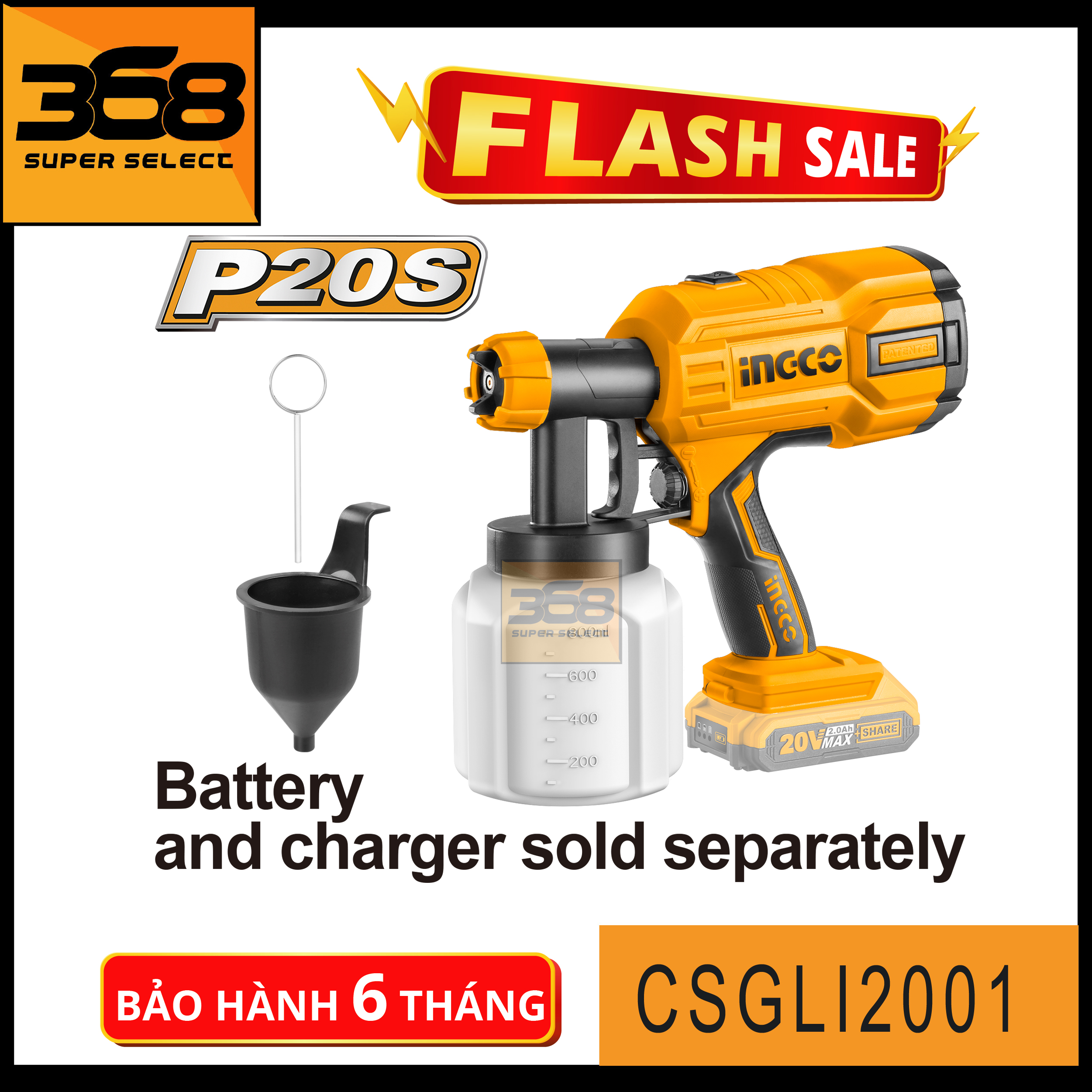 P20s máy phun sơn dùng pin 20v ingco csgli2001