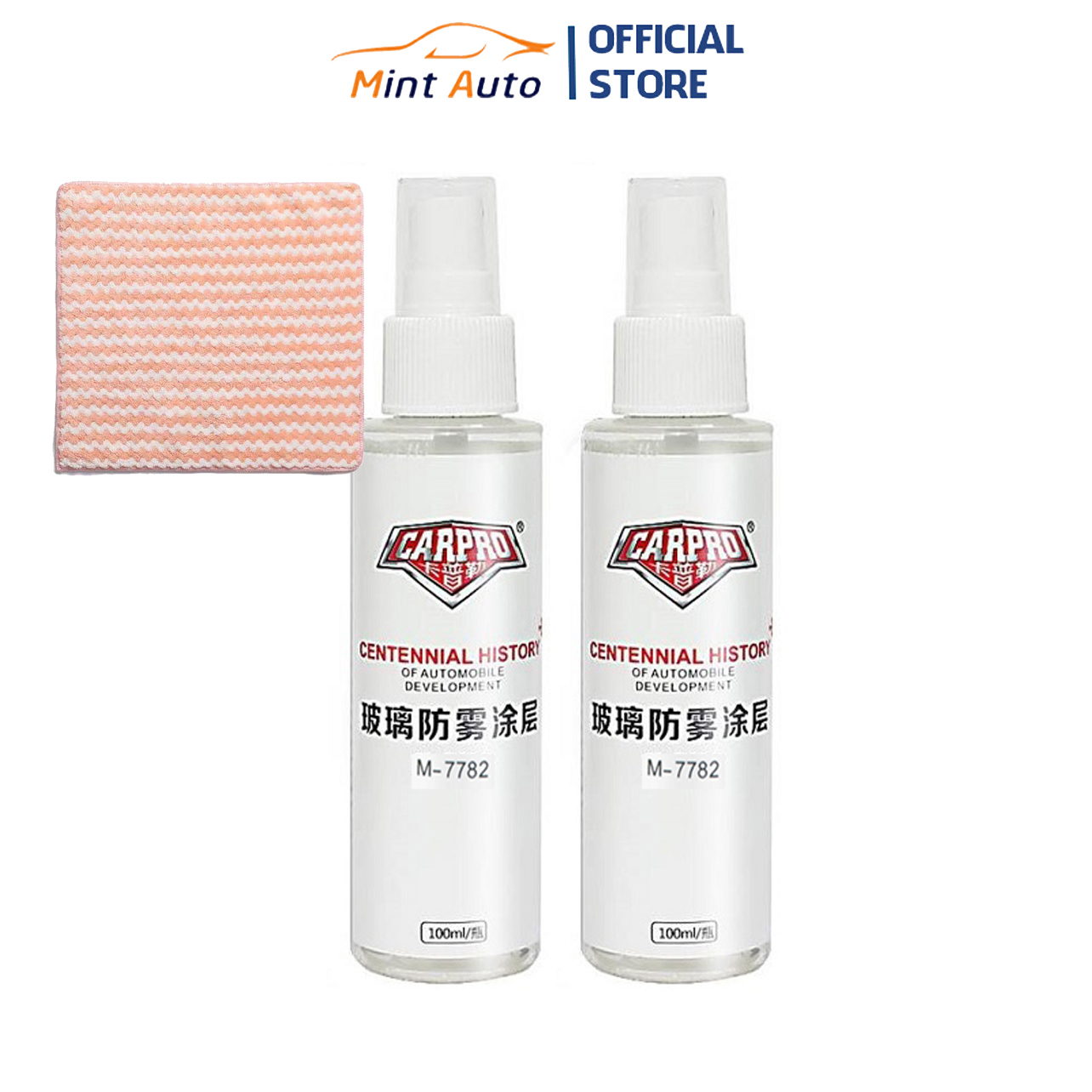 Combo 2 Chai Xịt Phủ Nano Chống Nước Kính Lái CarPro M-7782 Dung Tích 100ml Tặng khăn