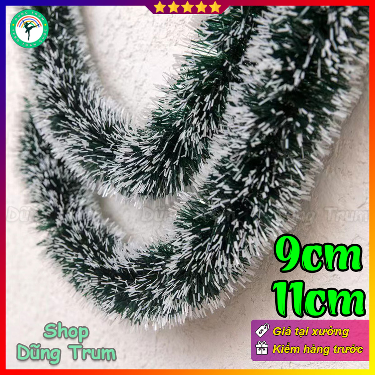 Dây Chồn Tuyết rộng 9cm 11cm to dài 2m Trang Trí Noel Giáng Sinh siêu đẹp