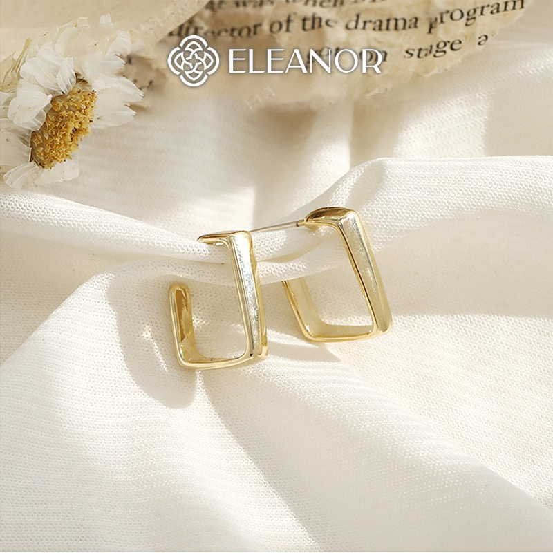 Bông tai nữ chuôi bạc 925 Eleanor Accessories khuyên tai hình vuông basic phụ kiện trang sức 2235