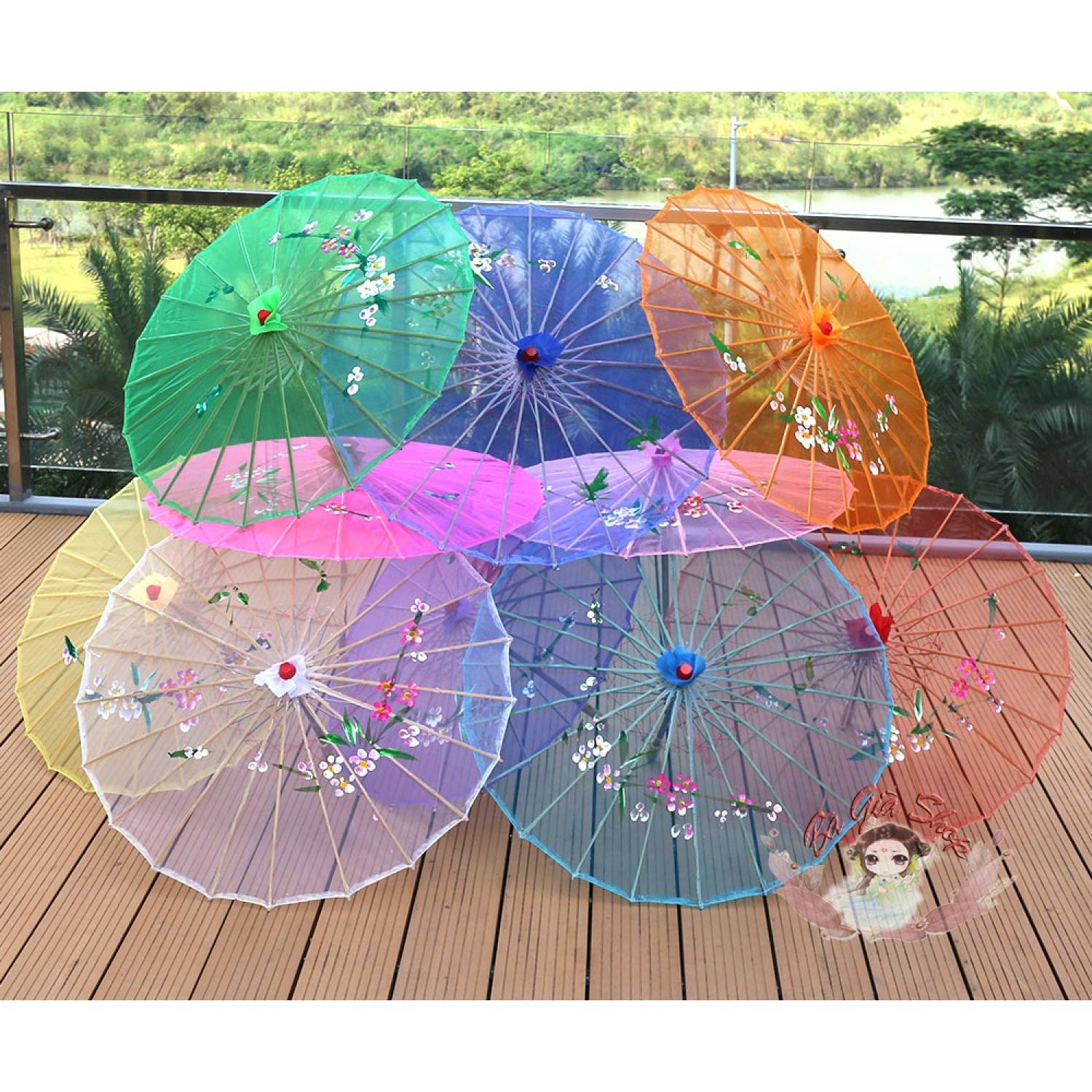 Ô dù cổ trang dù trong suốt nhiều màu đạo cụ chụp hình