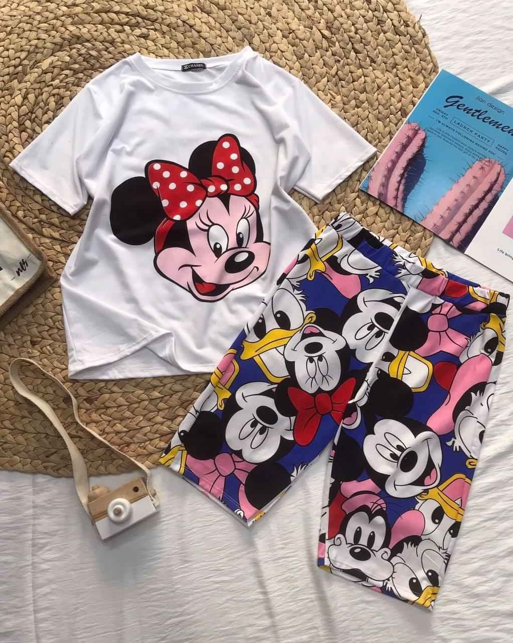 SET bộ áo thun Mickey quần lửng , bộ Mickey quần dài