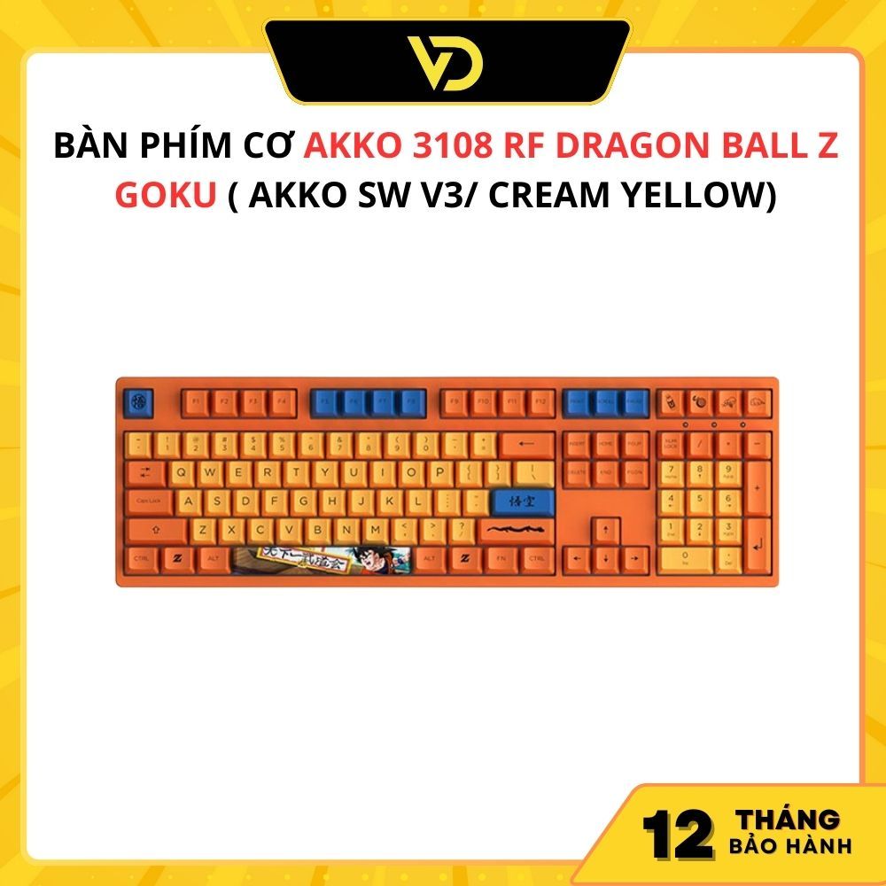 BÀN PHÍM CƠ AKKO 3108 RF DRAGON BALL Z -GOKU ( AKKO SW V3/ CREAM YELLOW)