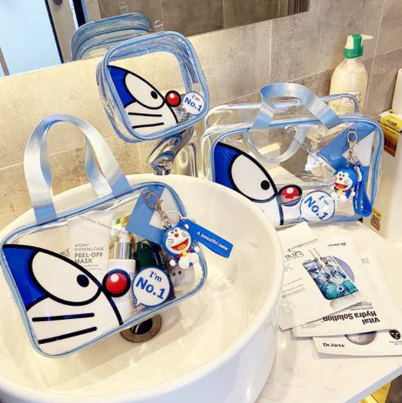 Túi Đựng Mỹ Phẩm Cao Cấp In Hình Doremon Chống Nước 4 size