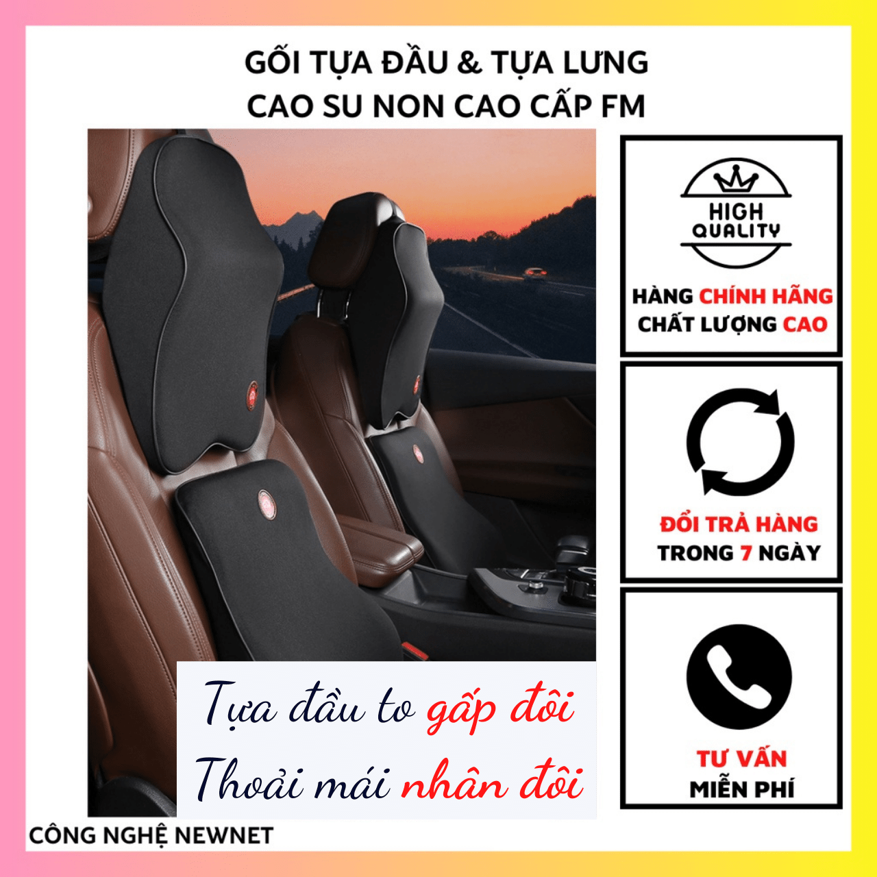 Gối tựa đầu - Gối tựa lưng Ô tô xe hơi cao su non cao cấp – Combo siêu rẻ gối tựa đầu và tựa lưng Ô tô xe hơi siêu rẻ