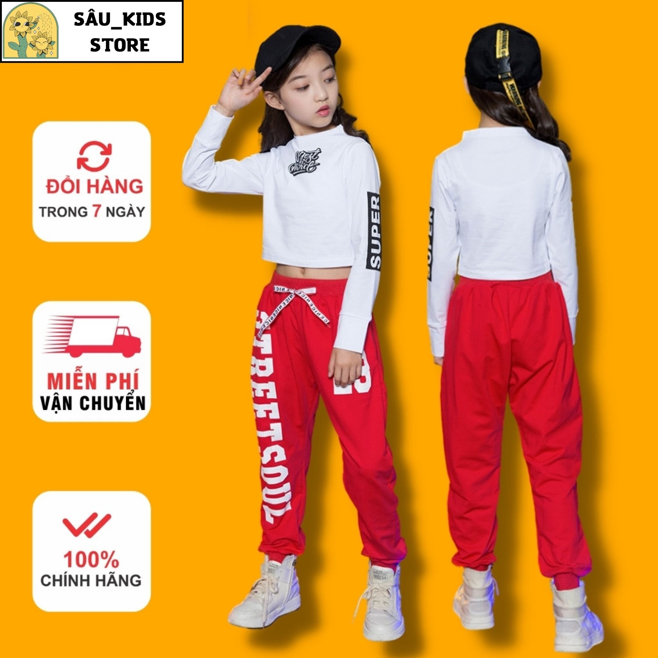 Đồ bộ thu đông đồ bộ kiểu dáng croptop dành cho bé gái từ 10kg đến 45 kg