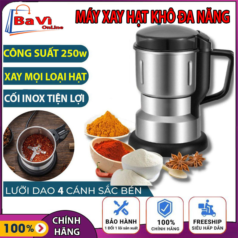 Máy xay hạt khô đa năng, máy xay hạt ngũ cốc công suất 250W 4 lưỡi dao sắc bén thép inox không rỉ, máy xay sữa hạt, máy hạt khô, máy xay đa năng, máy nghiền hạt khô, máy xay hạt cà phê, máy xay sinh tố, máy xay hạt mini
