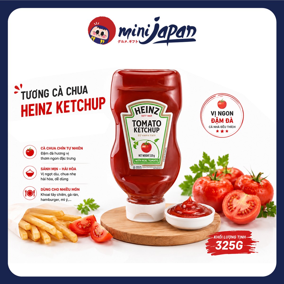 Tương Cà Chua Heinz Ketchup Indonesia 325g – Đậm Đà Chuẩn Mỹ