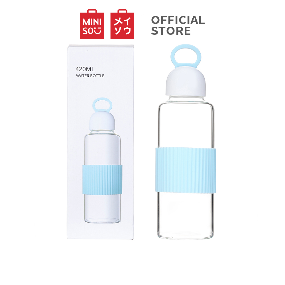 Bình nước thủy tinh Miniso 420ml bình nước học sinh chai đựng nước bình nước bình nước đi học bình thủy tinh bình đưng nước