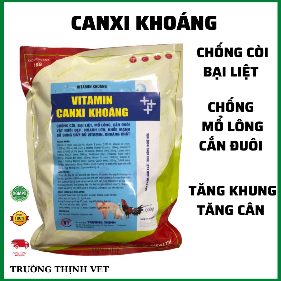  Canxi khoáng Vitamin cao cấp 1 kg chống còi xương cắn mổ tụt canxi bại liệt. Thú y Trường Thịnh 