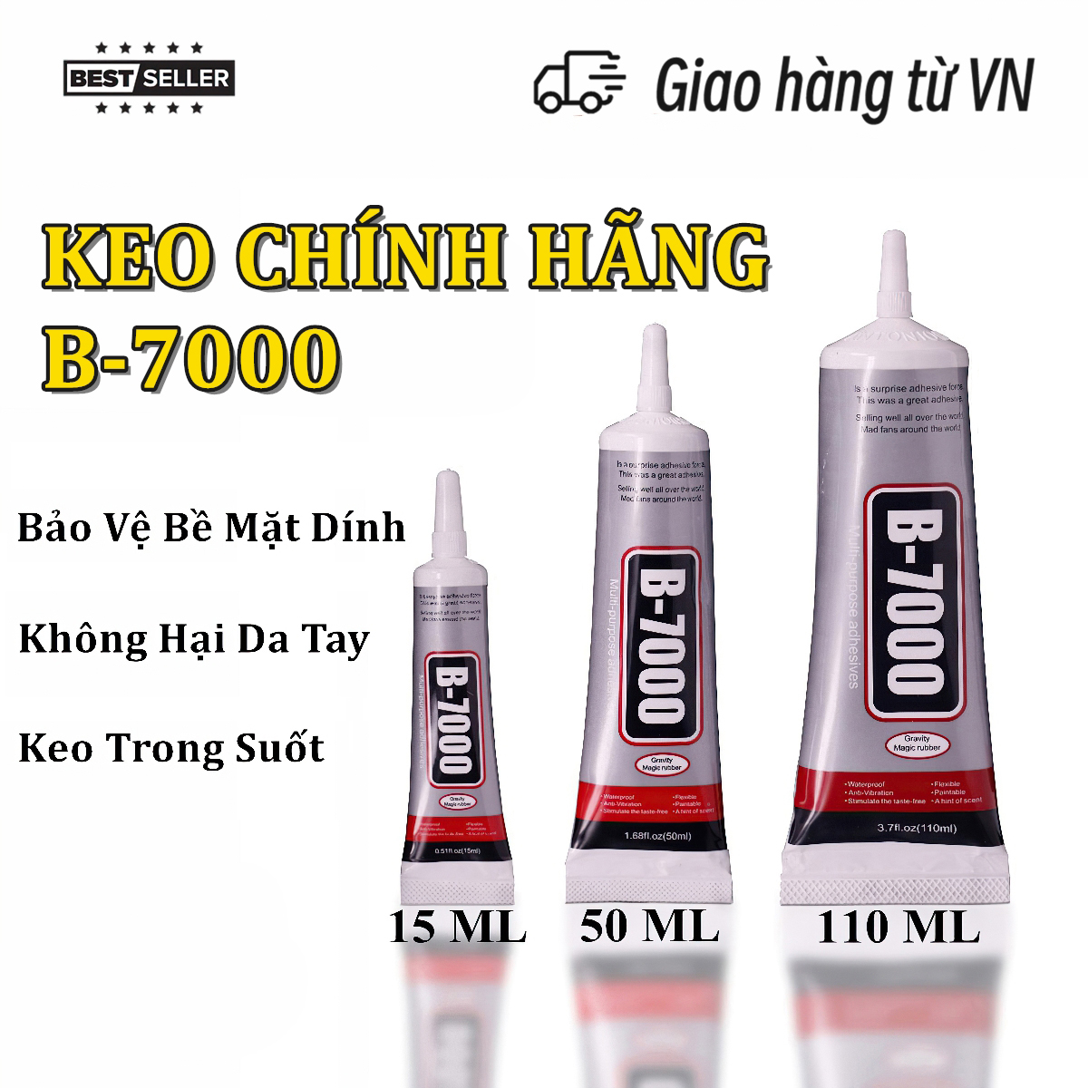 Keo dán màn hình điện thoại B7000 dung tích 15ml, 50ml, 110ml siêu dính