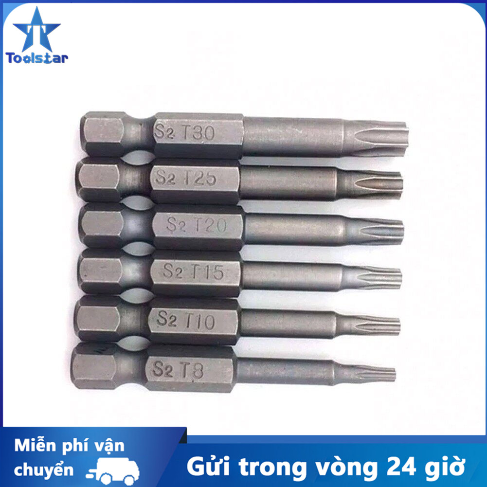 Toolstar 6 Cái Tuốc Nơ Vít Đầu Lục Giác Đầu Tua Vít Thép Hợp Kim S2 Từ Tính Kích Thước, Với T8 T10 T15 T20 T25 T30