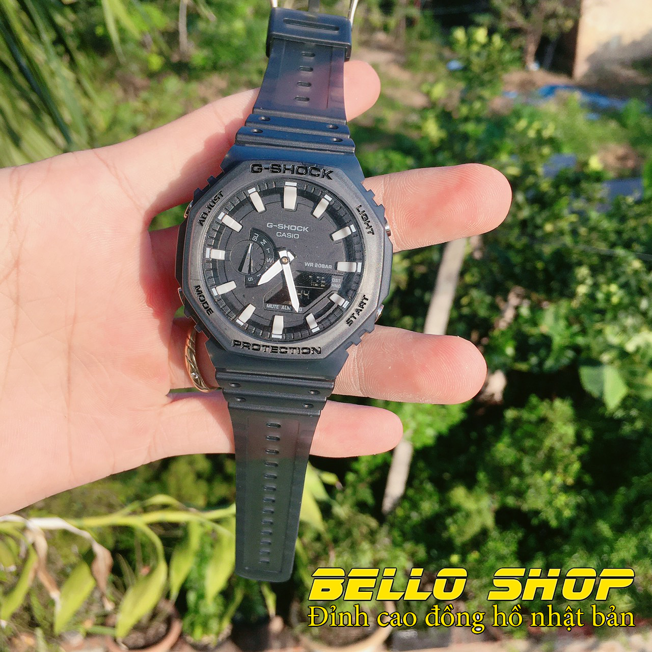 Đồng hồ nam G-Shock GA2100 KHÓI ĐEN VIỀN TRẮNG thể thao nam nữ, Chống nước 200M,Tặng kèm pin dự phòng, Bảo hành 12 tháng  - BELLO STORE